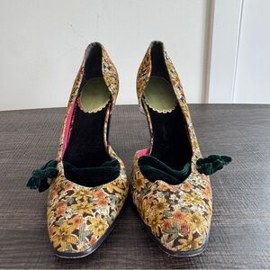 Vintage Kenzie Floral Corduroy d'Orsay Pumps Size 7